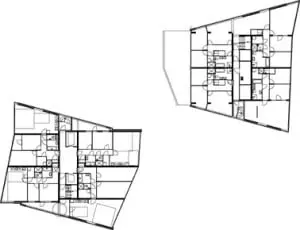 Tekening plattegrond 24e verdieping torens 1 en 2