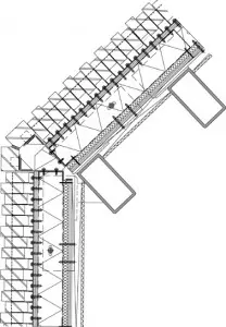 Horizontale doorsnede stompe gevelhoek 1:15