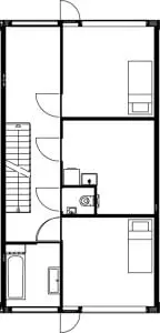 Plattegrond tweede verdieping 1:250