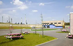 Overzicht van park en villa