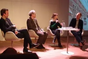 Redactie Jaarboek vlnr Tom Avermaete, Hans van der Heijden, Linda Vlassenrood en Edwin Oostmeijer