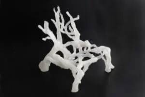 Eric Klarenbeek gebruikt schimmeldraden uit een netwerk (mycelium) als uitgangsmateriaal voor een 3D-printed stoel.