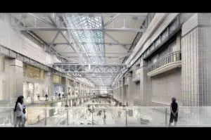 Battersea Powerstation impressie toekomstige invulling van een van de turbinehallen, door Wilkinson Eyre Architects