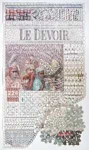 Myriam Dion, Le Devoir 2013, handcut newsprint, 4-5 May 2013, 54x33cm