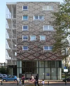 Een van de zeven gevels aan de Melisstokelaan met metselpatronen ven Henri Jacobs. Foto: Peter Visser