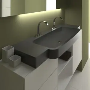 Wastafel met Corian, ontworpen door Thijs Smeets voor Correnti.