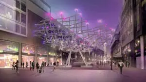 Ontwerp voor kroonluchters in de Grote Marktstraat in Den Haag, ARUP i.s.m. ELV architecten