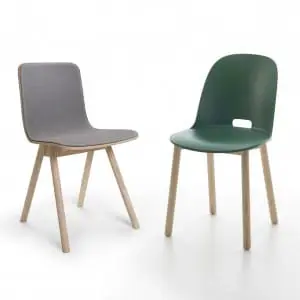 Hartverwarmend simpele stoeltjes van Jasper
Morrison: Kali voor fabrikant Offecct en Alfi
voor Emeco.