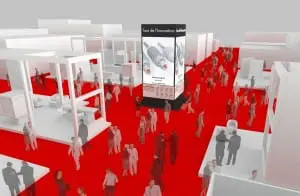 In het midden van elke beurshal staat een zeven meter hoge innovatietoren. Foto: ©A.Chassin 2015