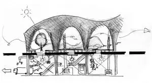 Door gebruik te maken van de verschillende sferen van een fabriek en een kerk kan de zoekgeraakte grens tussen de commerciële en spirituele wereld teruggebracht en zelfs gedramatiseerd worden.