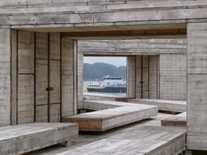 Bij Dordrecht is dit jaar een houten paviljoen gebouwd dat uitzicht biedt op grote waterwerken die de stad de komende jaren gaan veranderen