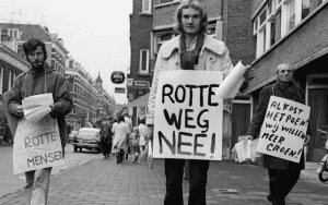 Protest tegen het dempen van de Rotte