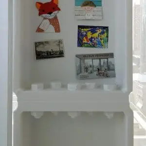 Staalconstructie is brandwerend geschilderd en in het zicht.