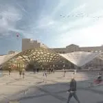 Overkapping op het plein