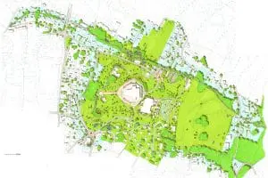 Landschappelijk
herinrichtingsplan voor het gebied rond het Goetheanum, ontwerp Hyco Verhaagen