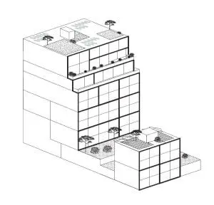 Axonometrie blok 4
Houthavens.