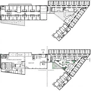 Plattegrond begane grond en verdieping.