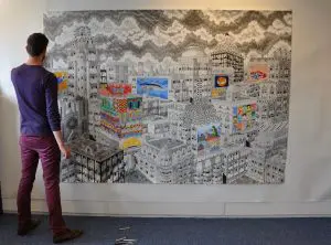 Memoria City (kleur) potlood op papier, 170 x 240 cm (2015)