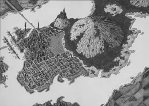 Montis City, potlood op papier, 50 x 70 cm (2013)