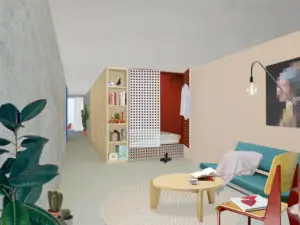 XS Deluxe microwoningen in Houthavens in Amsterdam, architect Shift a+u. Bajonet appartement