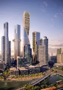 Het ontwerpvoorstel dat UNStudio (samen
met Cox Architecture) in 2018 maakte voor
Southbank by Beulah, Melbourne, Australië