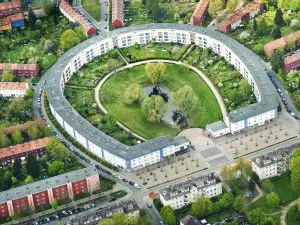 Luchtfoto Hufeisensiedlung.
Foto: Ben Buschfeld