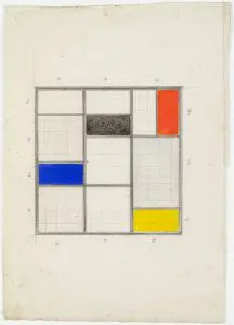 Theo van Doesburg. Ontwerp voor daklicht in bibliotheek, Meudon-Val-Fleury, 1930. Collectie Het Nieuwe Instituut, gift Van Moorsel