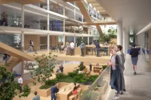 Een duurzaam gebouw met groen en PV-panelen