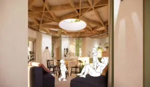 In het centrale midden komen mensen samen.