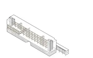Het gebouw heeft een hybride constructie die bestaat uit een betonnen plint en hoofddraagconstructie van cross-laminated timber (CLT)