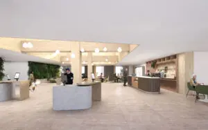 Centraal gelegen ontvangstruimte met informatiebalie en koffiecorner