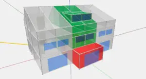 simulatie met verticale lamellen