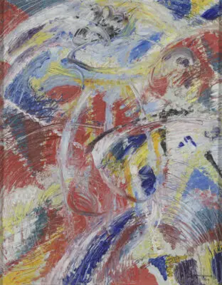 Jules Schmalzigaug, Ontwikkeling van een thema in rood Carnaval, inv.nr. 4081, foto Rik Klein Gotink, Koninklijk Museum voor Schone Kunsten Antw