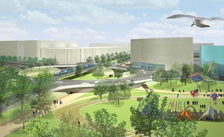 Impressie van de rotonde: veilig en ongehinderd voor voetgangers, fietsers, hoogwaardig openbaar vervoer en autoverkeer