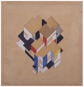 Theo van Doesburg, Axonometrie van het Maison particulière, 1923. Collectie Het Nieuwe Instituut, Rotterdam
