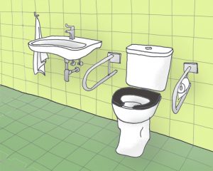 Ouderen met dementie ervaren hun omgeving heel anders dan mensen die niet aan die kwaal
leiden. Zo zien ze een wit of grijs betegeld toilet met wit sanitair heel wazig. Contrasterende kleuren zien dementerende ouderen veel beter.
