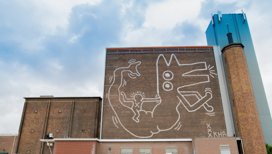 Restauratie muurschildering Keith Haring