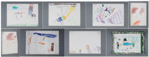 Een selectie tekeningen van basisschoolleerlingen uit de Bijlmer kort na de ramp (1992). Collectie: Imagine IC