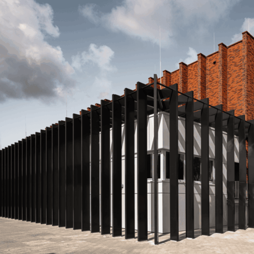 Schakelstation met architectonisch kunstwerk